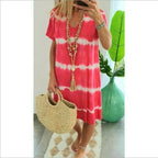 👗Tie-Dye Striped Short Sleeve T-Shirt Dress – Soft & flowy – Perfect for summer, beach or casual days – comfortable and stylish 🌊✨