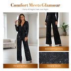 💖LAST DAY SALE 50% OFF🥰Women's Sequin Sparkle Wide Leg Pants with Elastic Waistband