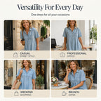 👗 50% OFF NOW! 👖 Casual Pocket Denim Midi Shirt Dress – Soft denim & relaxed fit – Functional pockets, perfect for everyday casual – comfortable and versatile ✨🌸