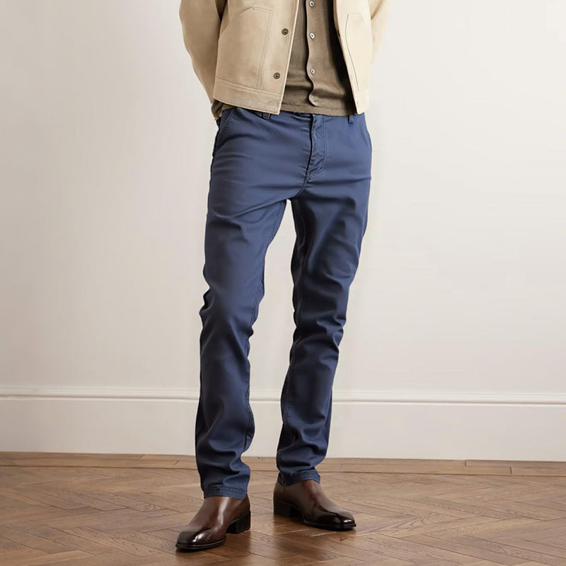👖Men’s Casual Slim-Fit Solid Color Pants+Belt