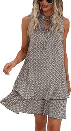 👗 LIMITED-TIME 50% OFF! ✨ Women's Geometric Print Bow Dress – Abstract Art, Decorative Bow, Flattering Fit 💃