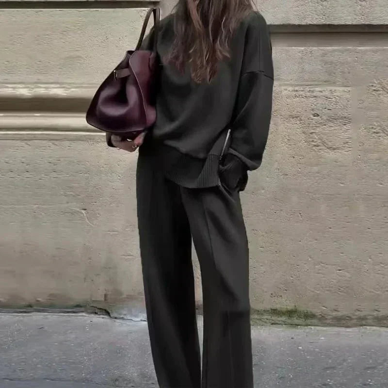 🎁2026 New Arrivals 50% OFF💥High-Neck Side-Zip Sweatshirt & Pants Set 👚👖