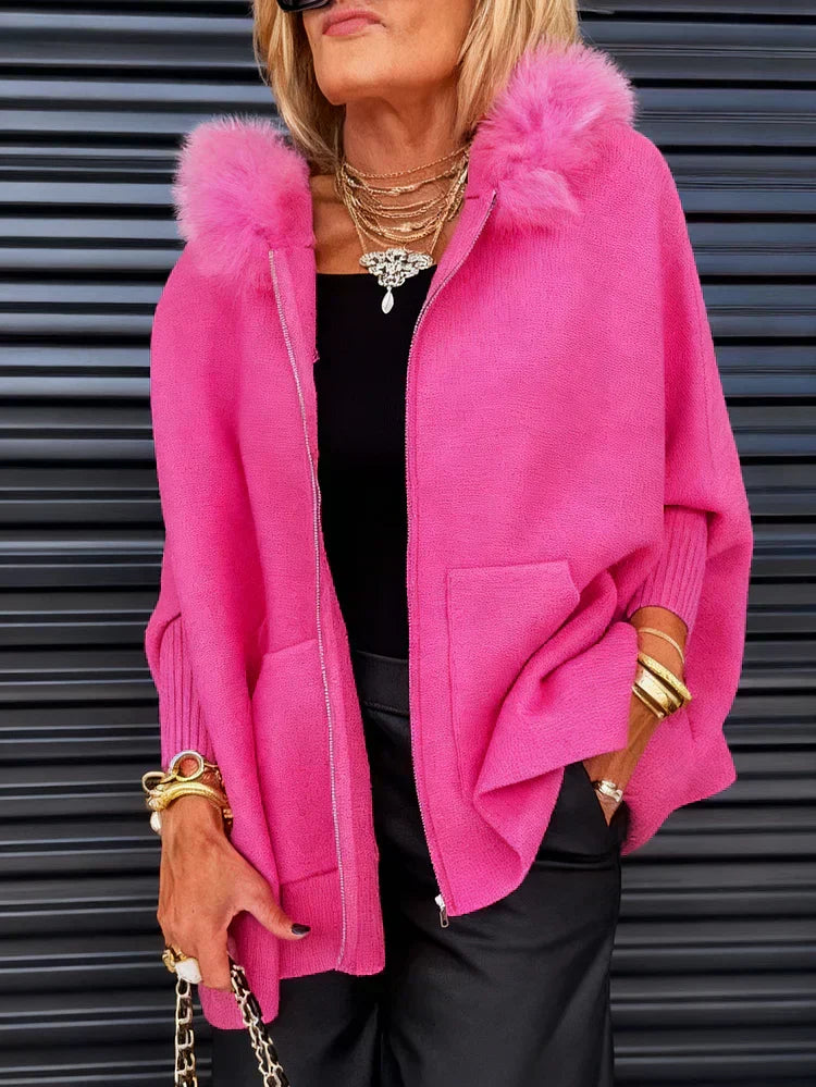 🔥LAST DAY SALE 60% OFF!!💥🎁Women Fur Collar Solid Color Casual Jacket