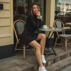 Women's Mock Neck Knit A-Line Mini Dress