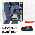 👖Men’s Casual Slim-Fit Solid Color Pants+Belt