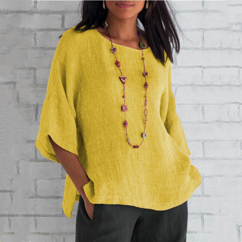 🌈Spring 2023 fashion solid color cotton linen top🌸Buy 2 get 10% Off Auto & Free Shipping🌸
