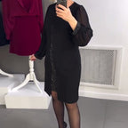 Rhinestone Decor Black Midi Dress✈️Free Shipping