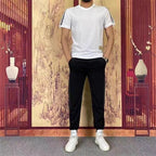 Men's High Stretch Short Sleeve Top & Jogging Pants 2-Piece Set