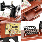 🧵🪡Wood Mini Sewing Machine Music Box – Handcrafted Retro Decor with Moving Parts & Nostalgic Melody🎁