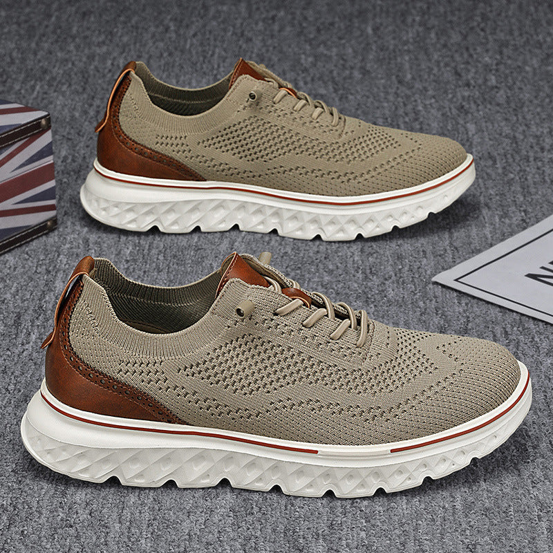 Fliwos Men’s Breathable Lightweight Knit Patchwork Sneakers