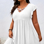 ✨LIMITED-TIME 50% OFF! 👗 Women's V-Neck Ruffle Trim Dress