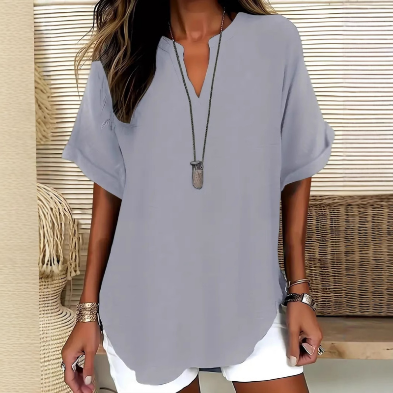🌸Spring sale: 50% off👕Stylish top in plain fabric with short sleeves