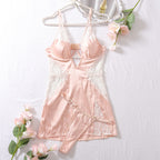 💕Sexy spaghetti strap lace dress with thong in two-piece set🩲🎁