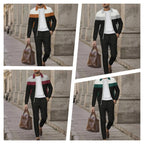 Trendy Men's Two-Piece Set - Color-Block Jacket & Pants