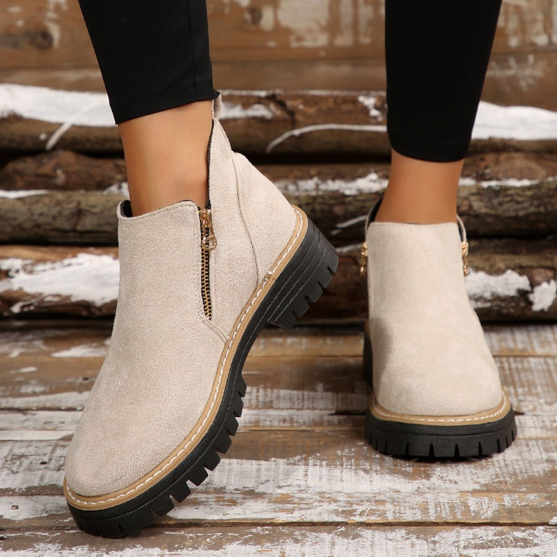 💜 LAST DAY PROMOTION - 50%OFF 💜 Women's Round-Toe Ankle Boots with Side Zipper