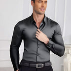 ⏰Men's Solid Color Lapel Long Sleeve Button-Down Shirts