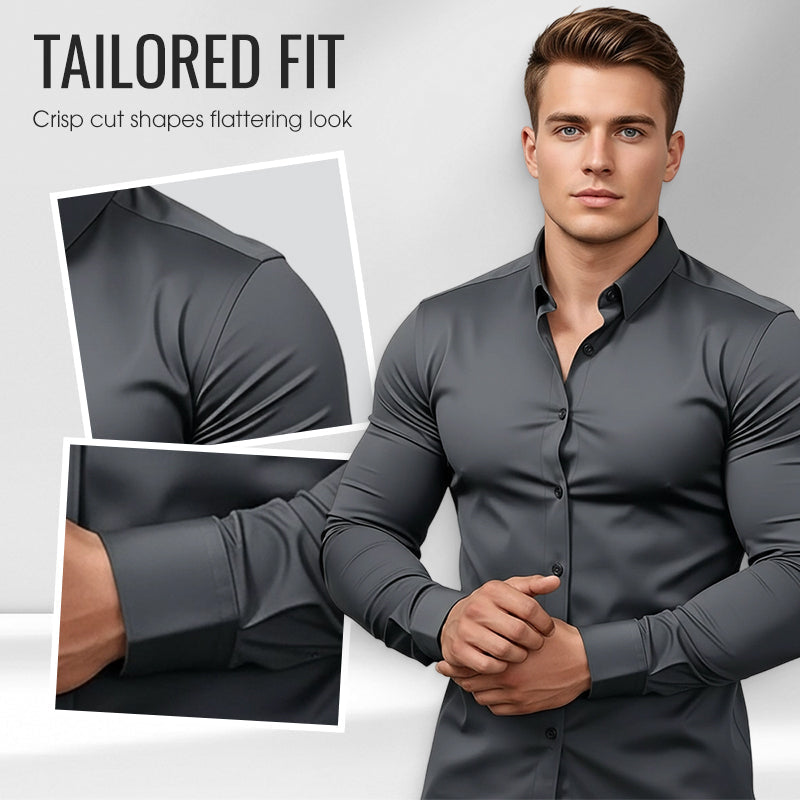 ⏰Men's Solid Color Lapel Long Sleeve Button-Down Shirts