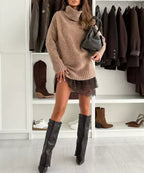 🧶 One Set, Cozy Statement Style | Turtleneck Sweater & Mini Dress Set ⚡ Free Shipping