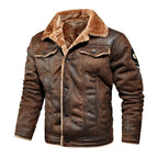 Men's Casual Button-Up Heavy-Duty Warm Leather Jacket