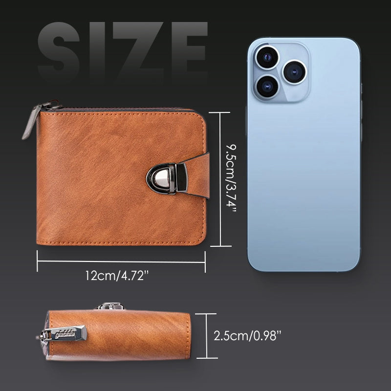 Men's Vintage Compact Zipper Wallet
