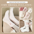 3Pairs Women's Plush Mink Socks with Bow Embroidery