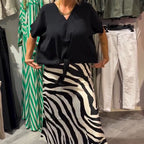 Women's Knot Front Blouse & Midi Skirt Casual Set