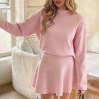 Women's Mock Neck Knit A-Line Mini Dress