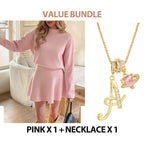Women's Mock Neck Knit A-Line Mini Dress