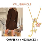 Women's Mock Neck Knit A-Line Mini Dress