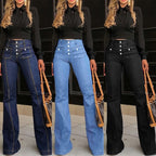 Women's Fashionable High-Waisted Flared Jeans