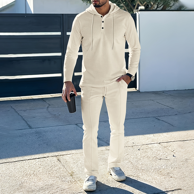 Men's Solid Color Hoodie Tracksuit 2-Piece Set