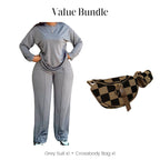 Women's Long Sleeve Top & Wide-Leg Pants 2-Piece Set