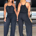 Women's Sleeveless Drawstring Waist Summer Jumpsuit