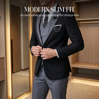 💎 50% OFF! 💎 Modern Contrast Color Wedding Suit – 3-Piece Slim-Fit Set in Bold Black & Light Blue (8 Colors!) 👔✨
