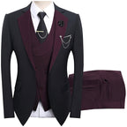 💎 50% OFF! 💎 Modern Contrast Color Wedding Suit – 3-Piece Slim-Fit Set in Bold Black & Light Blue (8 Colors!) 👔✨