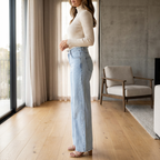 High-Waist Wide-Leg Jeans with Frayed Hem