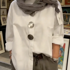 🔥Limited-time offer-Women's Oversized Button-Down Shirt with Statement Buttons