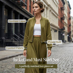 Women's 2-Piece Bomber Jacket and Maxi Skirt Set