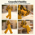 Women's Retro Graphic Print Top & Wide-Leg Pants Set
