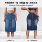 Women's High-Waist Frayed Hem Denim Skirt