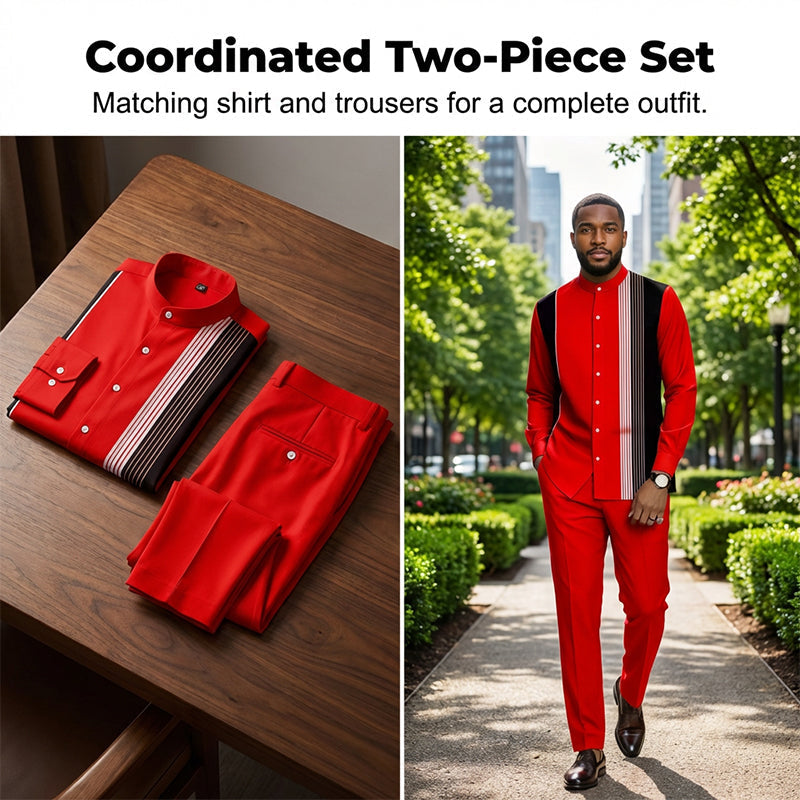 👔 Men's Striped Shirt & Pants 2-Piece Set✨ Effortless Style✨