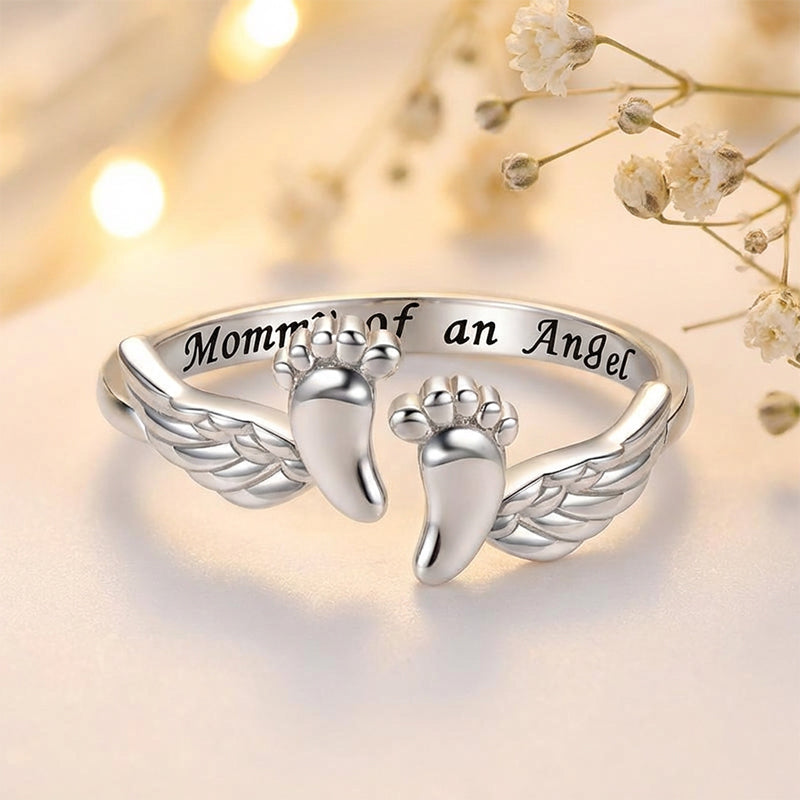 "Mommy of an Angel" Footprint Memorial Ring