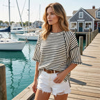 👕HOT SALE 49% OFF✨Women's Striped Relaxed Fit T-Shirt