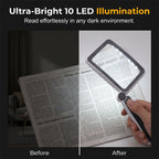 Folding Handheld Magnifying Glass with Light for Reading