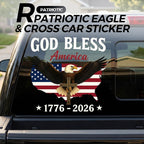 Patriotic Eagle & Cross Car Sticker