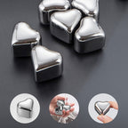 Heart-Shaped Stainless Steel Reusable Ice Cubes Set