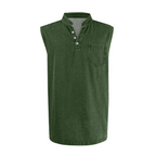 Retro Style Sleeveless T-Shirt with Three Buttons