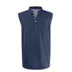 Retro Style Sleeveless T-Shirt with Three Buttons
