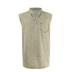 Retro Style Sleeveless T-Shirt with Three Buttons