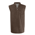 Retro Style Sleeveless T-Shirt with Three Buttons